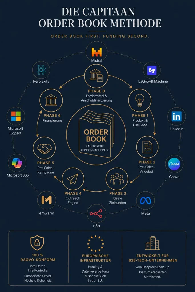 CCAPITAAN Order Book Methode zur Markteinführung von B2B-Technologieprodukten mit Pre-Sales, Vorbestellungen und Finanzierung.